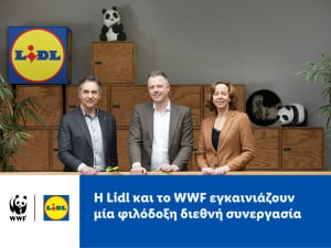 Thomas Vellacott, CEO, WWF CH | Christoph Pohl, Head of Purchasing, Lidl International | Kirsten Schuijt, Director General, WWF International 