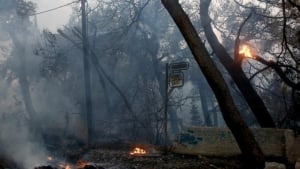 Σε εξέλιξη η φωτιά στη Βαρυμπόμπη